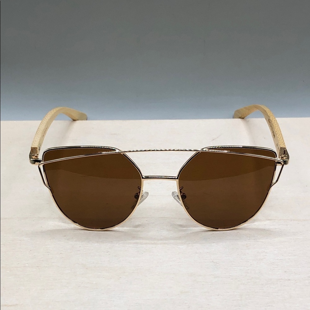 BARCUR Bamboo Cat Eye Sunglasses BC4122 55-20-148 double bridge, trendy.